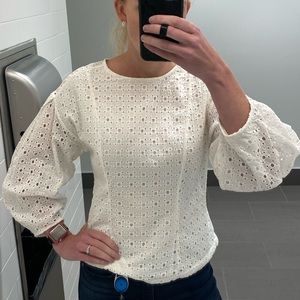 Banana Republic professional white eyelet lace top for work